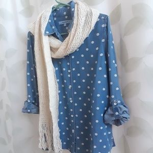 🏵Foxcroft Tencel Denim Polka Dot Top🏵